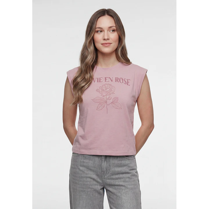 Polera Estampado Mujer Rosado 1