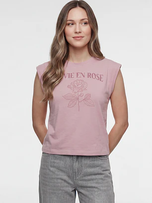 Polera Estampado Mujer Rosado