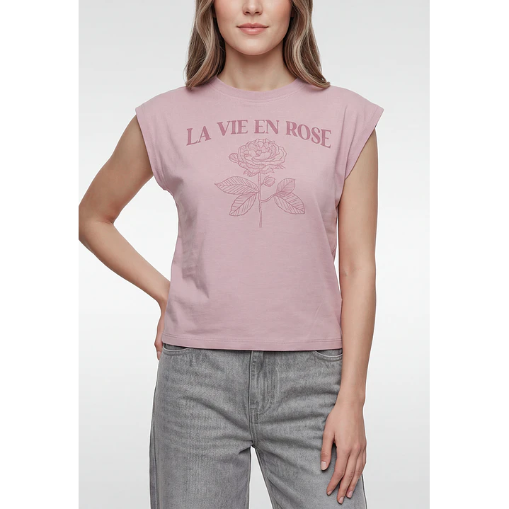 Polera Estampado Mujer Rosado 2