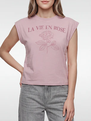 Polera Estampado Mujer Rosado