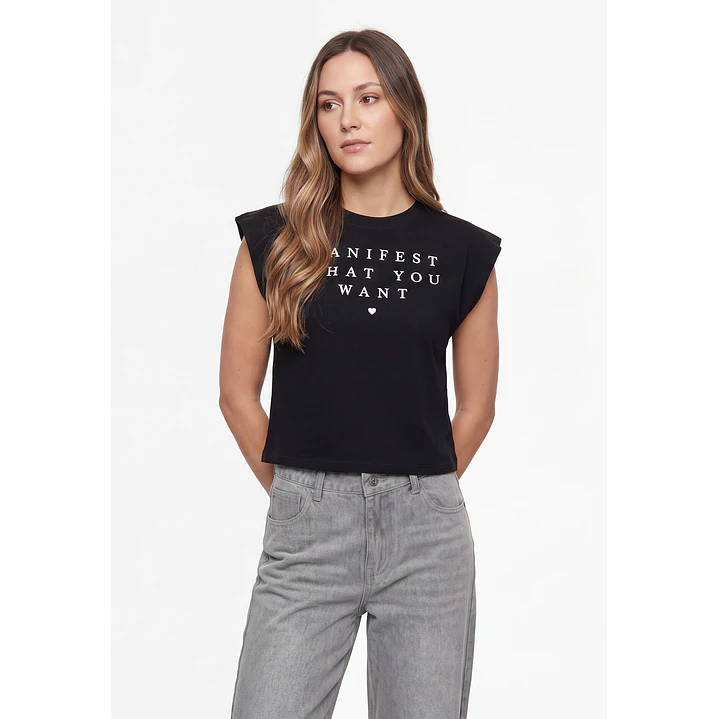 Polera Estampado Mujer Negro 1
