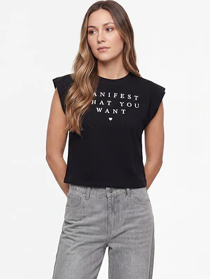 Polera Estampado Mujer Negro