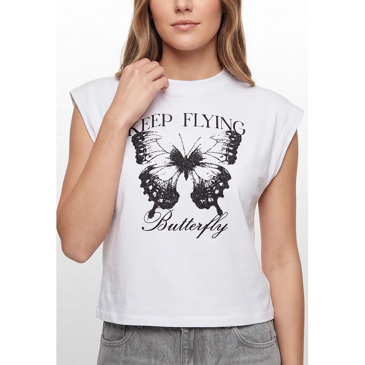 Polera Estampado Mujer Blanco 2