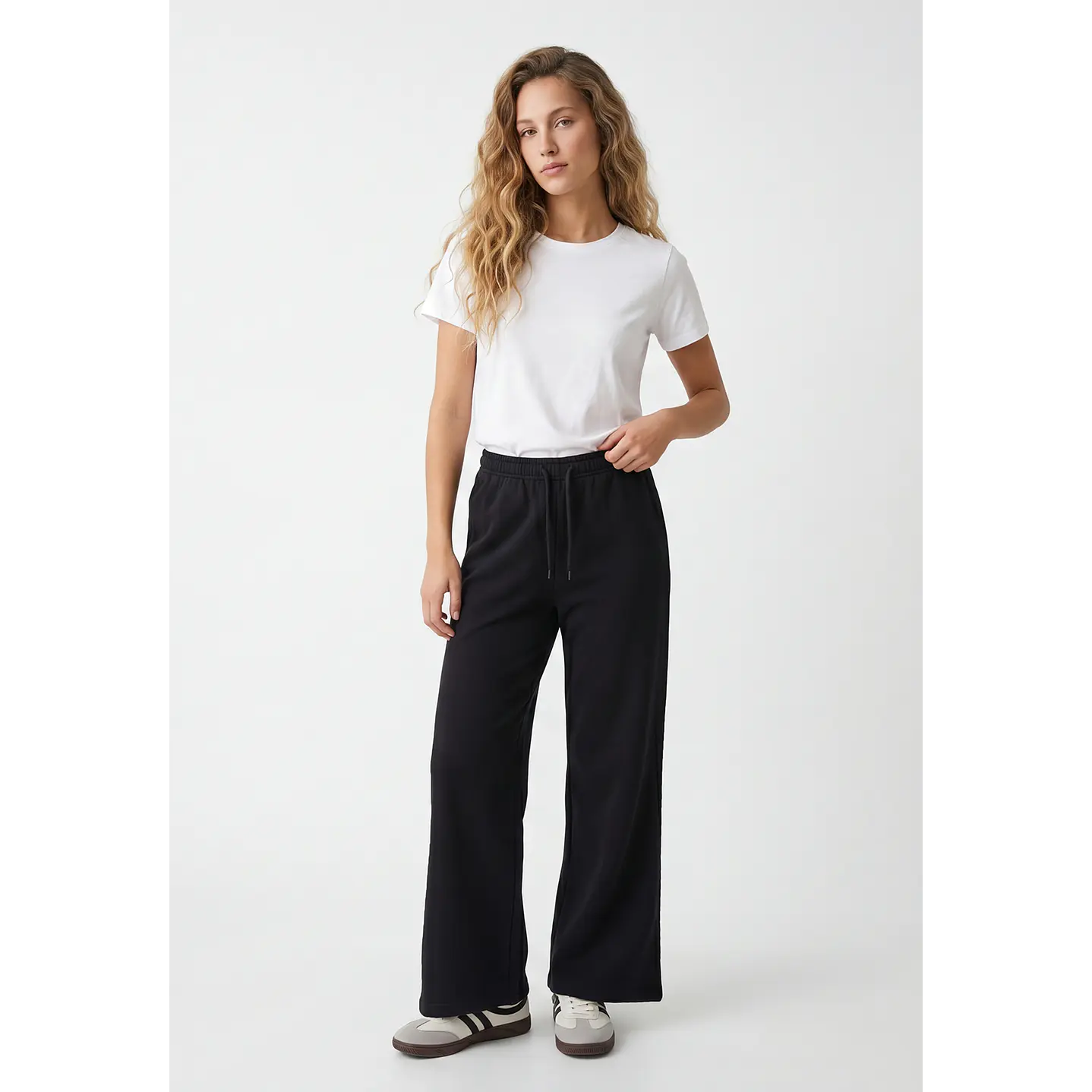 Buzo Recto Wide Leg Mujer Negro 4