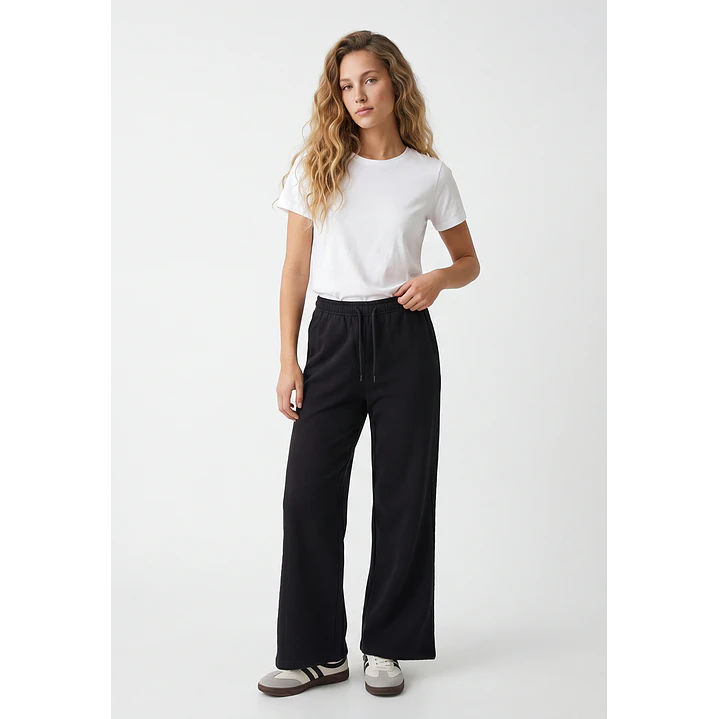 Buzo Recto Wide Leg Mujer Negro 4