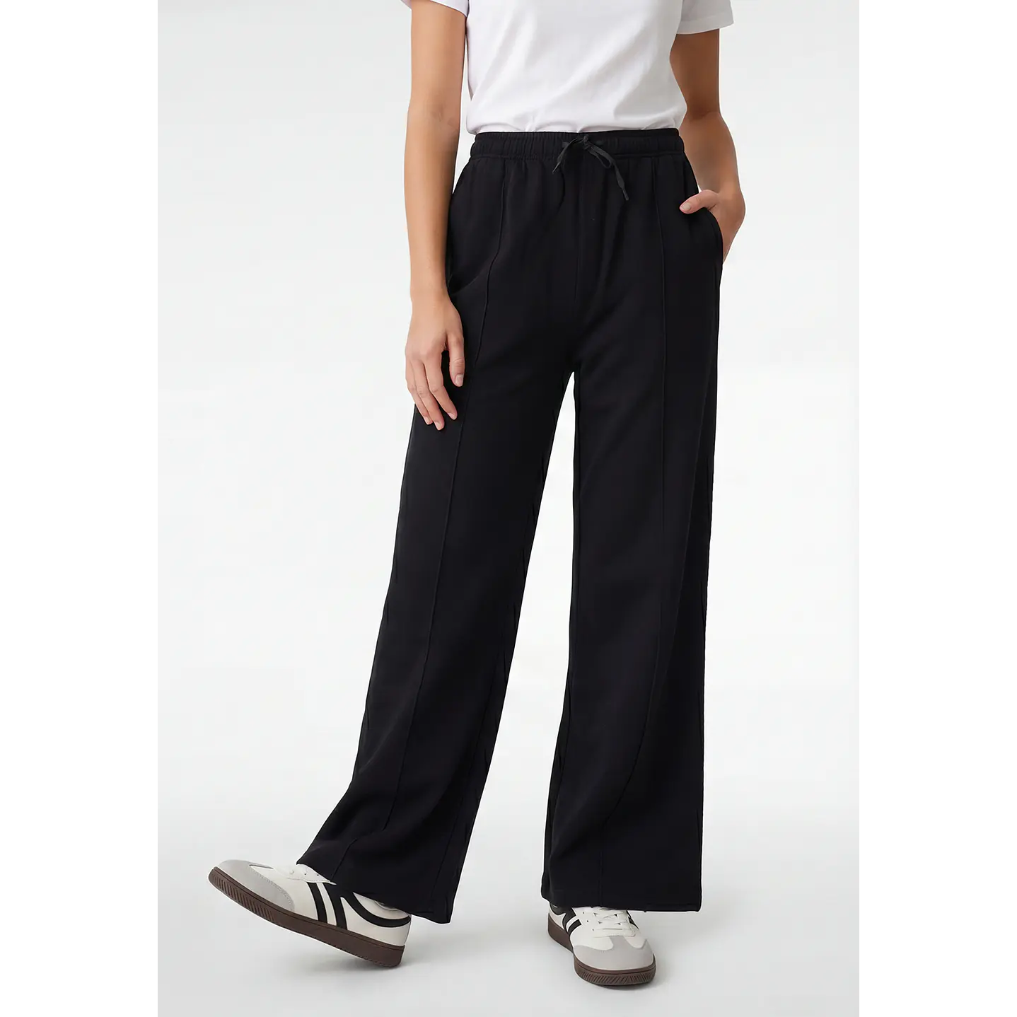 Buzo Recto Wide Leg Mujer Negro 1
