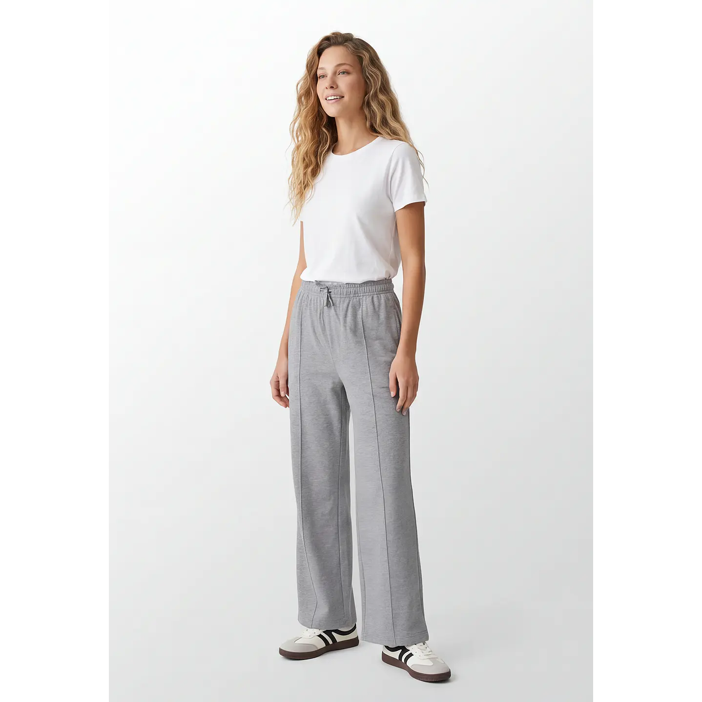 Buzo Recto Wide Leg Mujer Gris 4