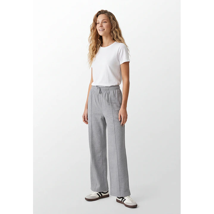 Buzo Recto Wide Leg Mujer Gris 4