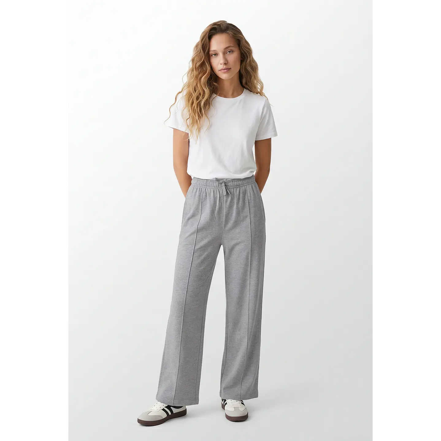 Buzo Recto Wide Leg Mujer Gris 3