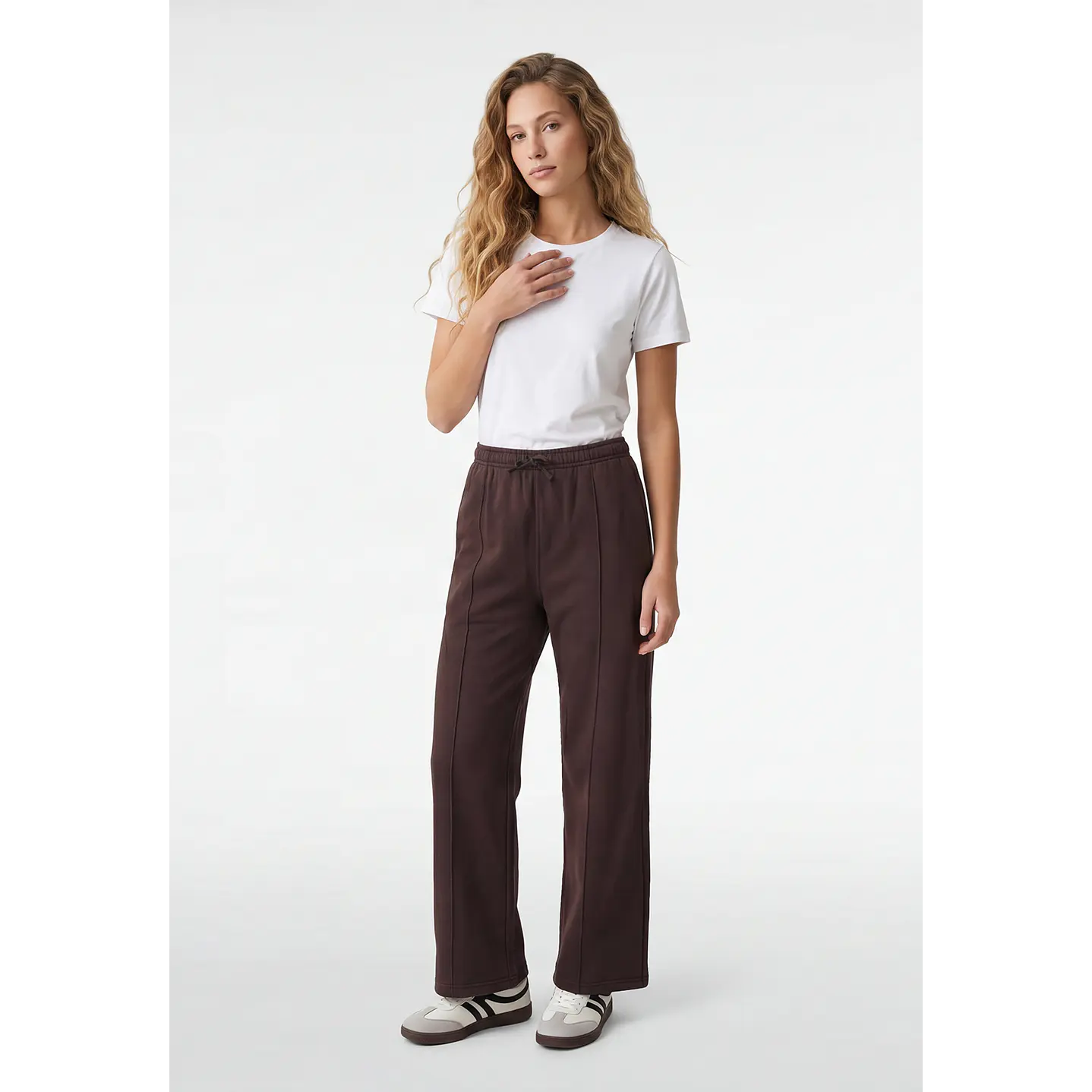 Buzo Recto Wide Leg Mujer Café 4