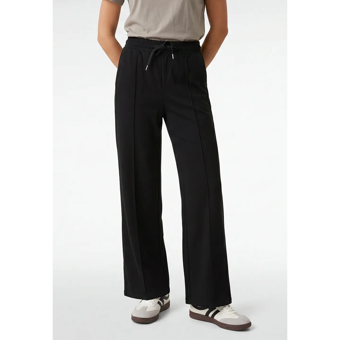 Buzo Soft Wide Leg Mujer Negro 1