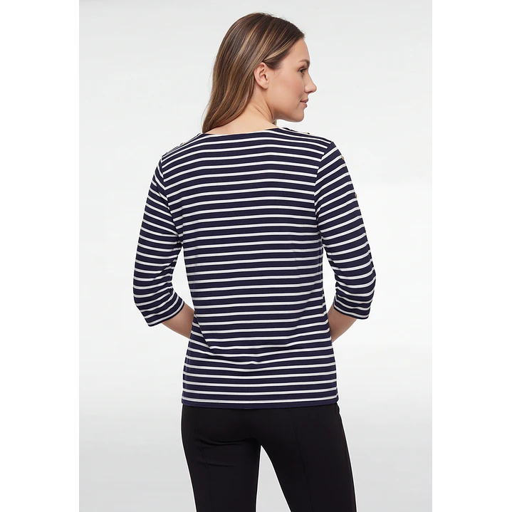 Polera Rayada Mujer Manga 3/4 Azul 3