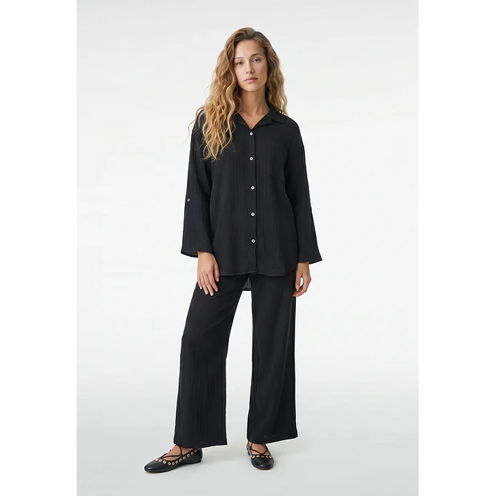Blusa Rustica Mujer Manga Larga Negro 4
