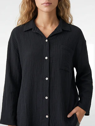 Blusa Rustica Mujer Manga Larga Negro