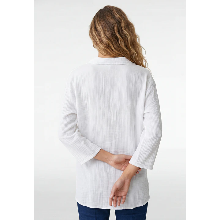 Blusa Rustica Mujer Manga Larga Blanco 3