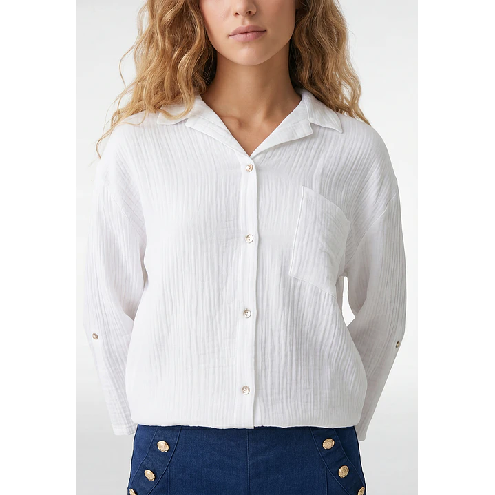 Blusa Rustica Mujer Manga Larga Blanco 2