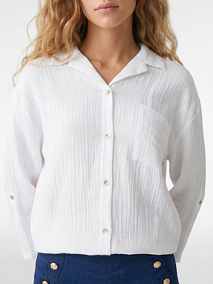 Blusa Rustica Mujer Manga Larga Blanco