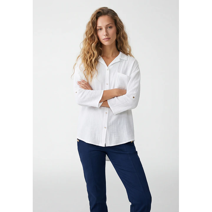 Blusa Rustica Mujer Manga Larga Blanco 1