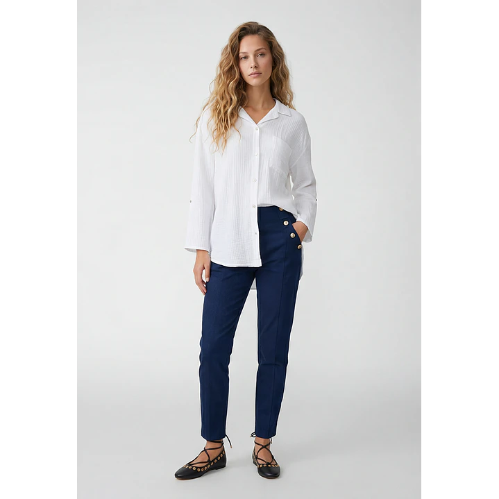 Blusa Rustica Mujer Manga Larga Blanco 4