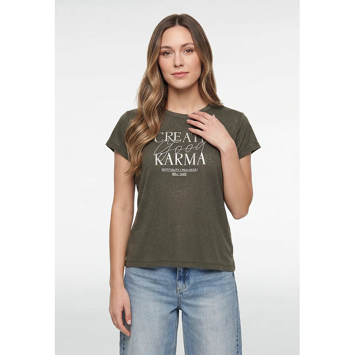 Polera Letras Mujer Verde 1