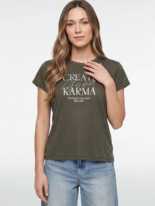 Polera Letras Mujer Verde