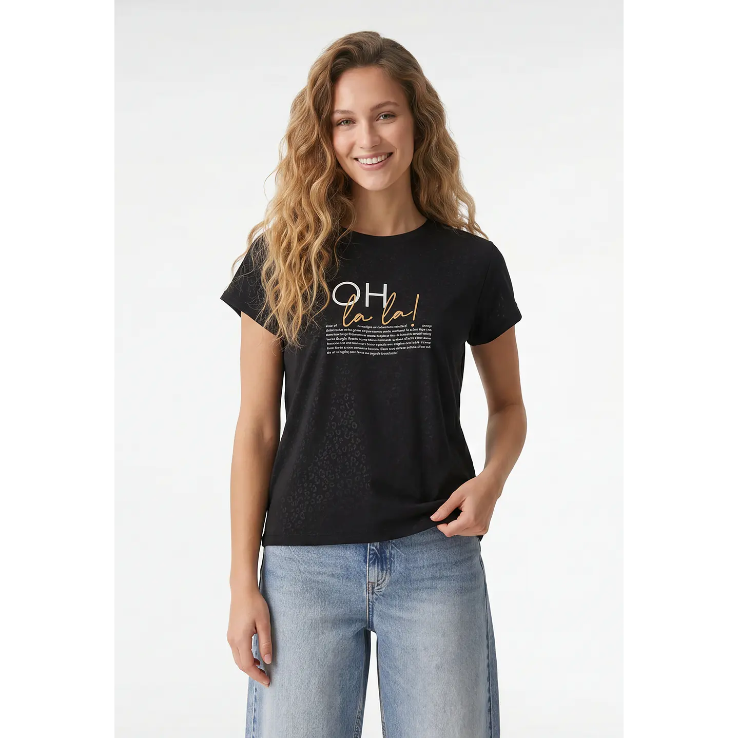 Polera Letras Mujer Negro 1