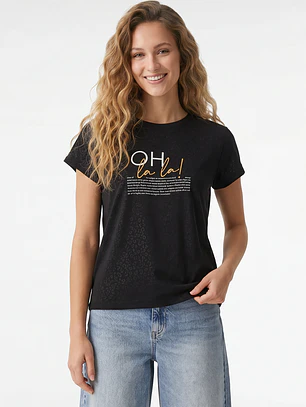 Polera Letras Mujer Negro