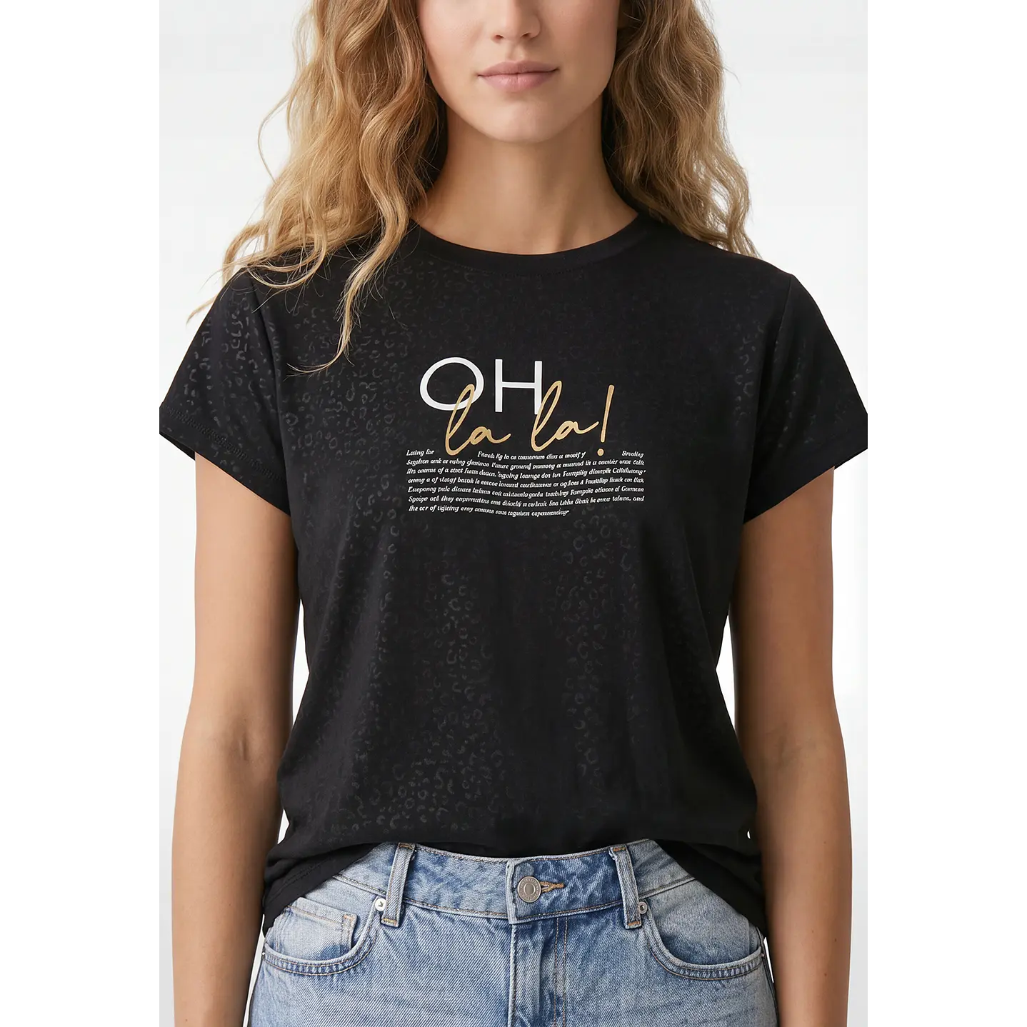 Polera Letras Mujer Negro 2