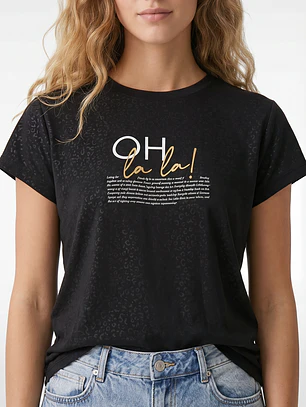 Polera Letras Mujer Negro