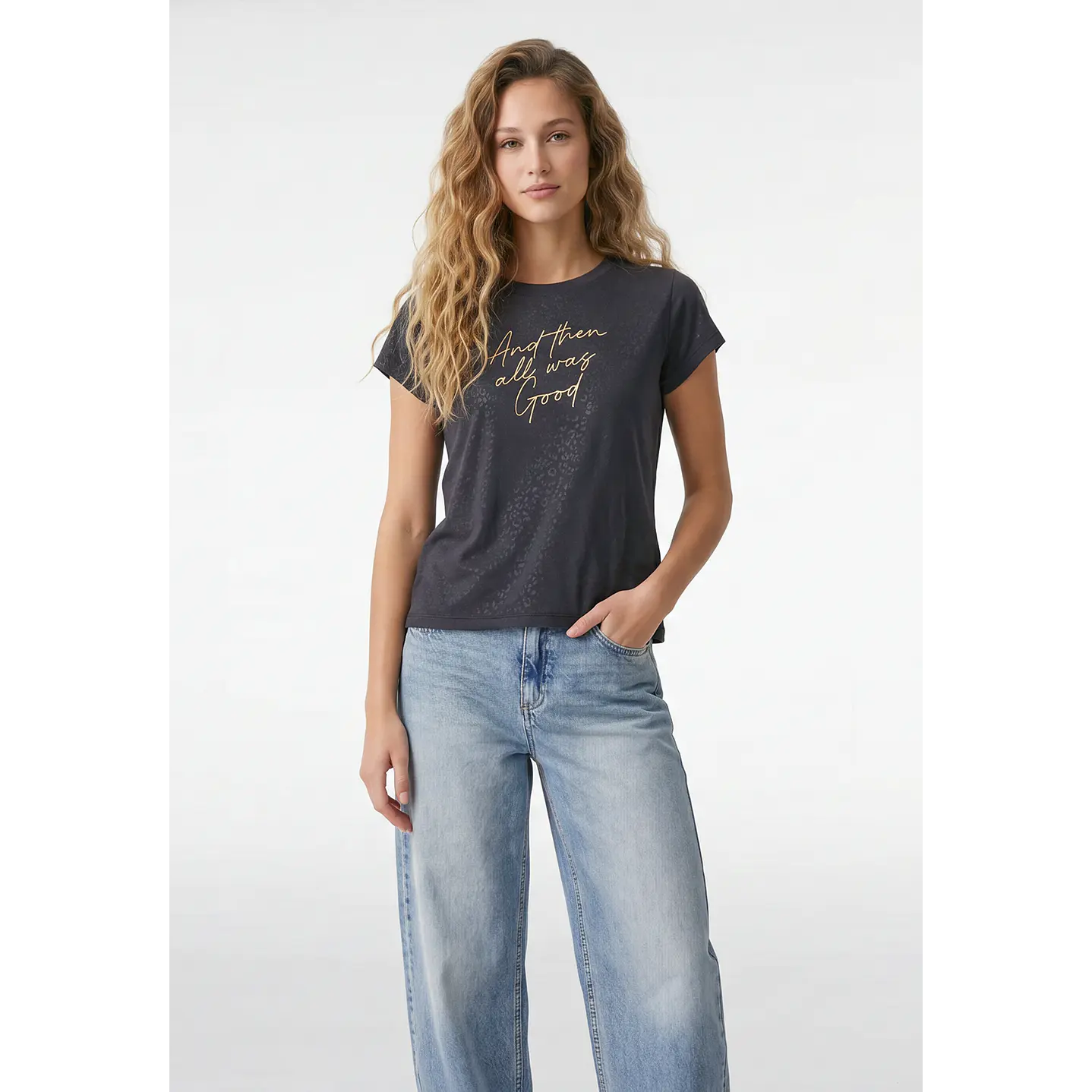 Polera Letras Mujer Gris 1