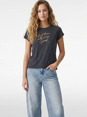 Polera Letras Mujer Gris