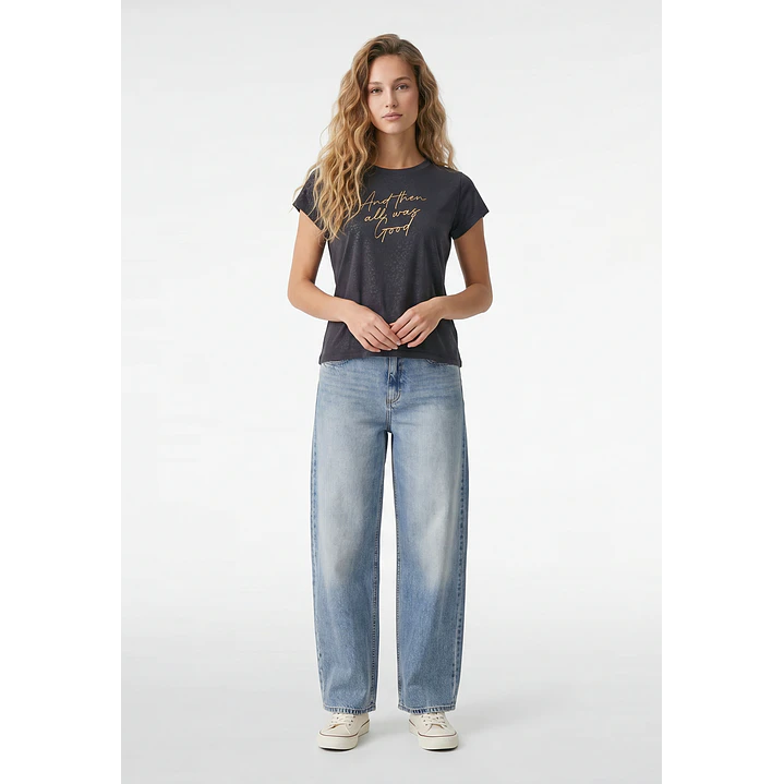 Polera Letras Mujer Gris 4