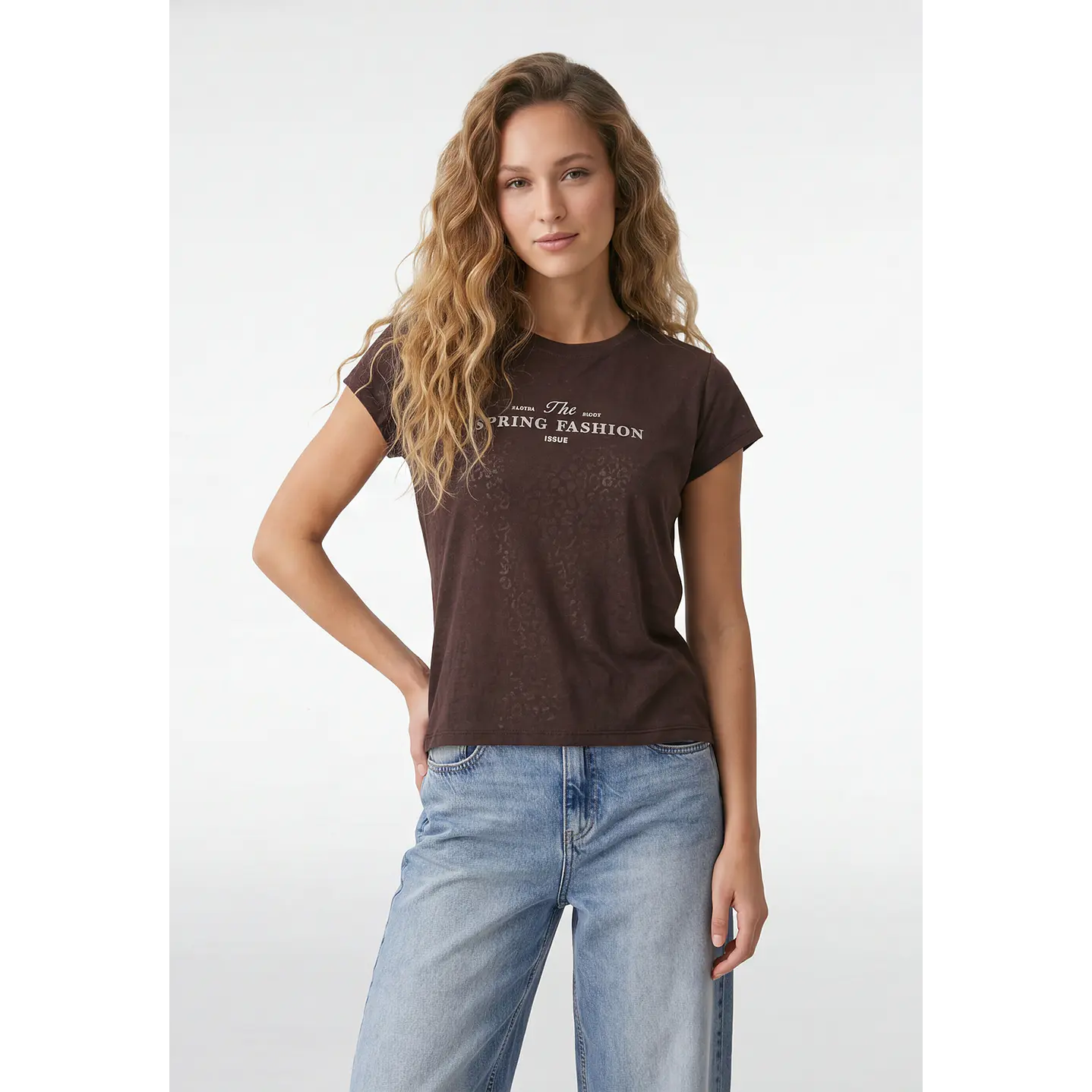 Polera Letras Mujer Café 1