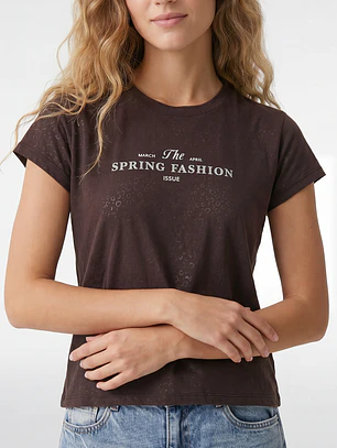 Polera Letras Mujer Café