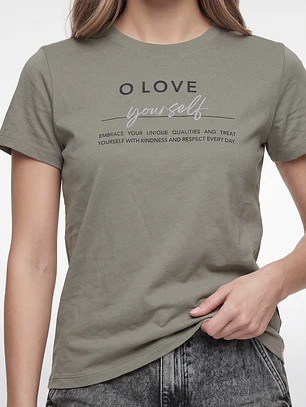 Polera Letras Mujer Verde