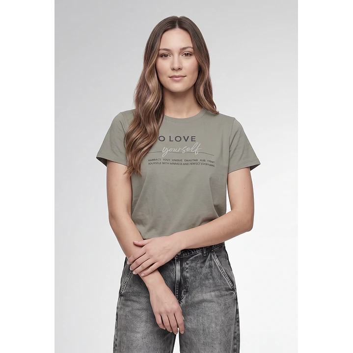 Polera Letras Mujer Verde 1