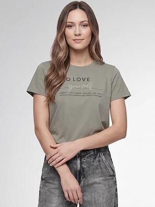Polera Letras Mujer Verde
