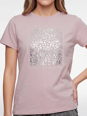 Polera Letras Mujer Rosado