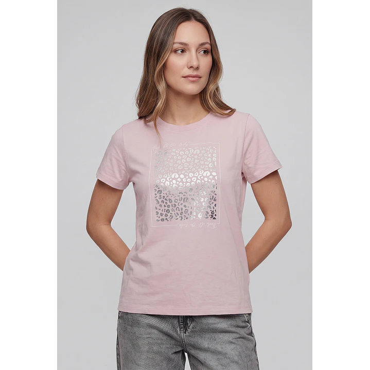 Polera Letras Mujer Rosado 1