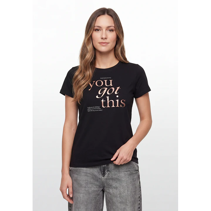 Polera Letras Mujer Negro 1
