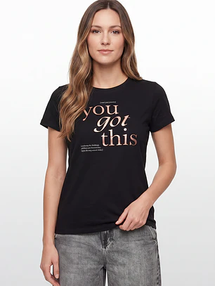 Polera Letras Mujer Negro