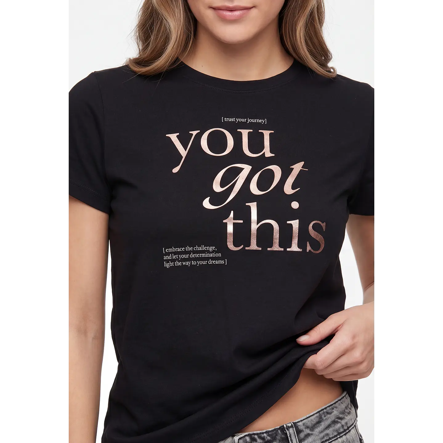Polera Letras Mujer Negro 2