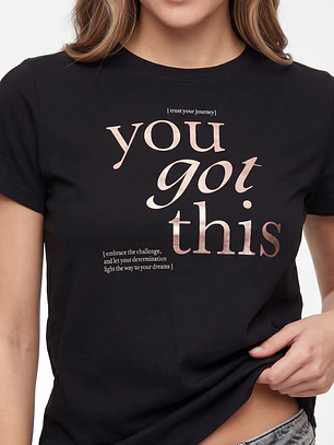 Polera Letras Mujer Negro