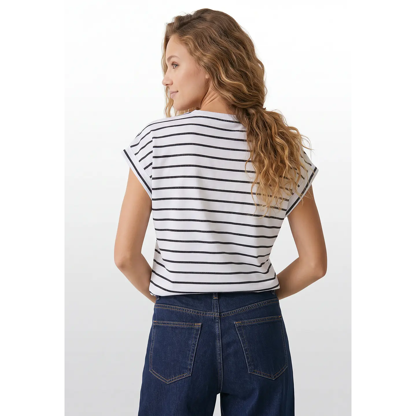 Polera Rayada Mujer Blanco 3