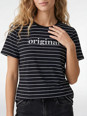 Polera Rayada Mujer Negro