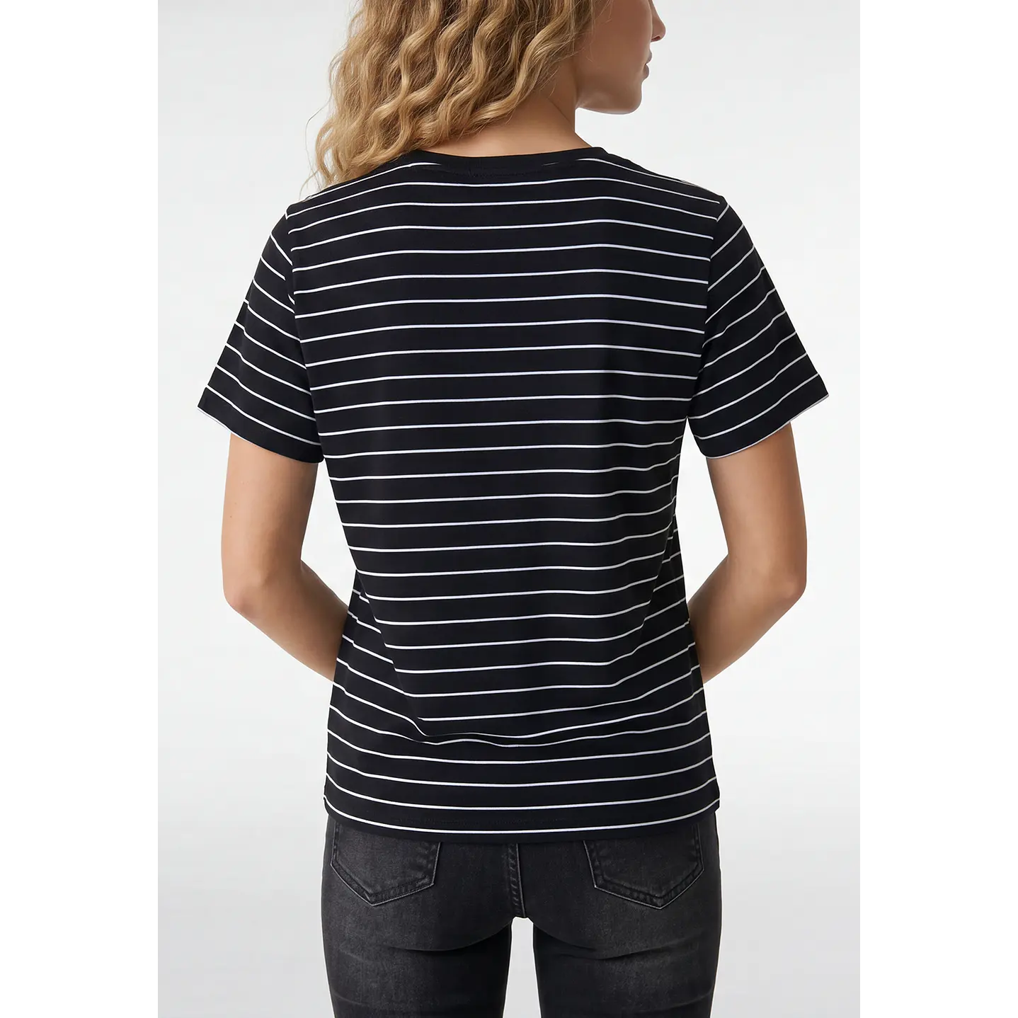 Polera Rayada Mujer Negro 3