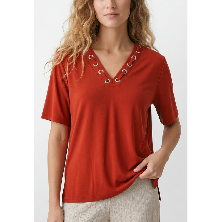 Polera Escote Mujer Café 2