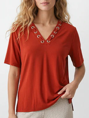 Polera Escote Mujer Café
