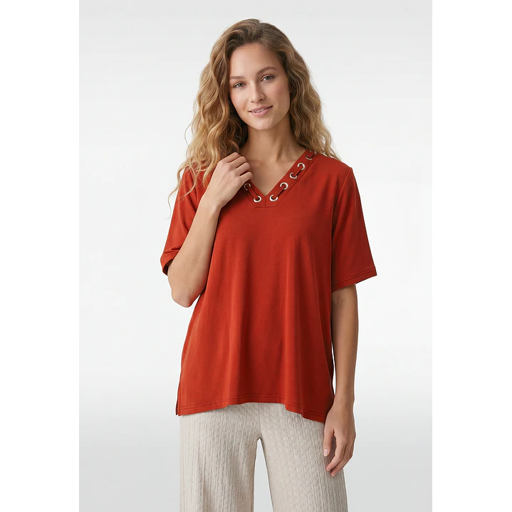 Polera Escote Mujer Café 1