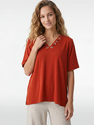 Polera Escote Mujer Café
